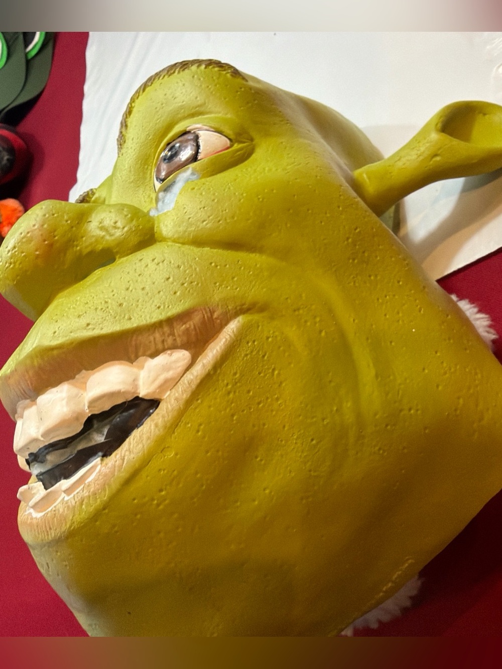 Dreamworks SHREK 2 Green Ogre Face Mask Head Strap White Teeth 2004 Fun Monster - Picture 6 of 15